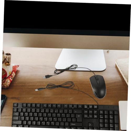 Combo de teclado y ratón de material ABS negro con cable para pc de escritorio 4