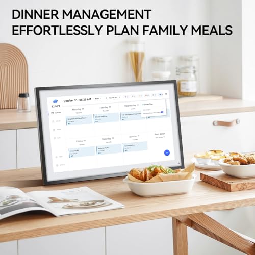 LOOFII 15.6" Smart Digital Calendar – 1920×1080 Full HD Touchscreen Family Planner & Calendar with Chore Chart & Meal Planner, Wall-Mountable (Black White)