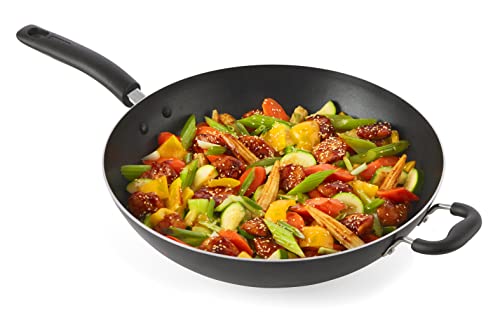 Image of T-Fal Specialty Nonstick Woks & Stir-Fry Pan 14 Inch Oven Broiler Safe 350F Cookware, Pots and Pans, Dishwasher Safe Black