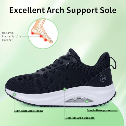 Gyeice Women's Walking Shoes Arch Support Orthotic Breathable Tennis Sneakers for Plantar Fasciitis Pain Relief US 5.5-112