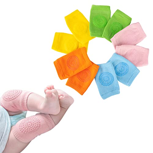 Image of BOSONER Baby Crawling Anti-Slip Knee Pads,Unisex Baby Toddlers Kneepads 5 Pairs