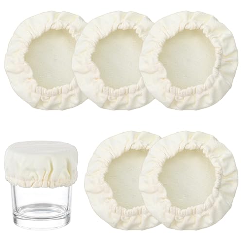 TIESOME Lot de 5 couvercles respirants pour levain, verre de démarrage en tissu, réutilisables, couvercles en tissu pour la boulangerie de 7 à 10 cm, pour la cuisson