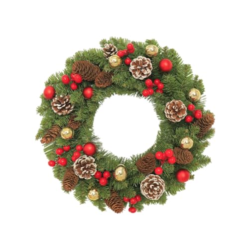perfk Corona navideña Corona de Invierno 60 cm Colgante Decoración del hogar para Puerta de Entrada Corona navideña para Chimenea Porche Jardín Ventana año