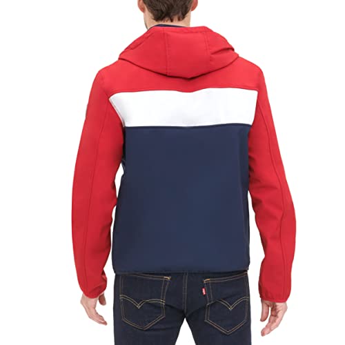 Tommy Hilfiger Men's Hooded Performance Soft Shell Jacket, Red/White/Navy, Large #TOP3