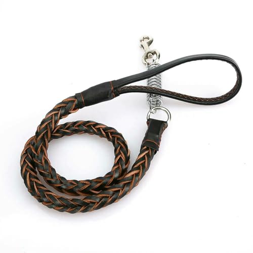 VIXDA Guinzaglio in Pelle per Cani di Grossa Taglia, Robusto guinzaglio in Pelle Intrecciata con Molla di trazione Ammortizzata per Cani da Pastore Tedesco.