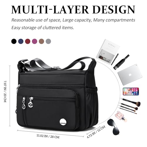 Bolso COOLOME para mujer, bandolera, impermeable, con múltiples bolsillos miniatura 6
