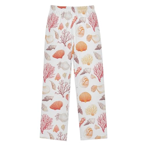 Boys' Pants Coral Seashells White Long Bottoms Jogger Pants Elastic Waist Trousers with Pockets S-XL