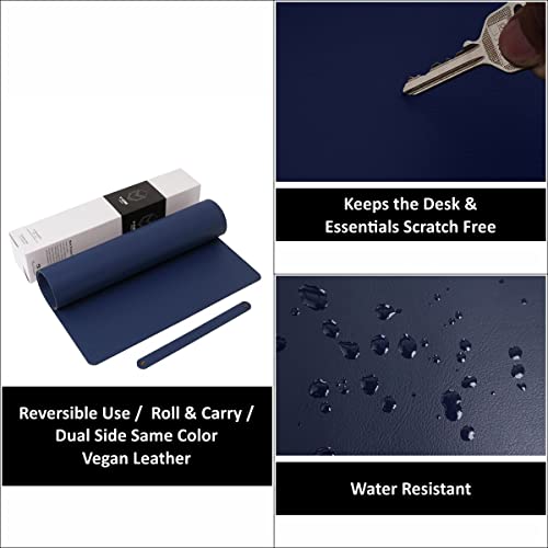 V-CUBE Designs Premium Vegan Leather Desk Mat 90X45cm 2.4mm Thick&Padded|Laptop Mat/Extended Mouse Pad/Stitched, Reversible, Sturdy Deskspread with... - Image 3