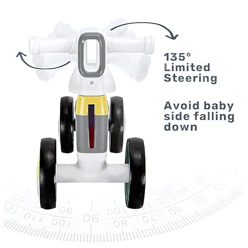 Image of Glider Max Toddler Ride-On Balance Bike 1-3 Years | Musical Kids Balancing Bike with LED Lights | Safe & Stable Indoor Ride-On Toy for Boys & Girls | 20 kg Max Load |Grey & Yellow |KB-021|.