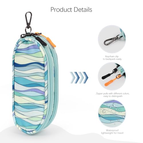 Image of Double Eyeglasses Case Soft Portable Zipper Sunglasses Pouch with Keychain Clip for Men Women