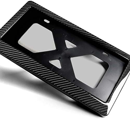 HYPERSPEED W-Power 2 in 1 License Plate Holder Frame W/Bracket, Universal for US Standard, Car Mods Exterior Accessories (Black Real Carbon) (Black Real Carbon)