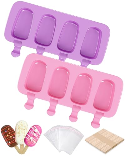 Ouddy Life Popsicle Molds Set of 2, Ice Pop Molds Silicone Cake Pop Mold