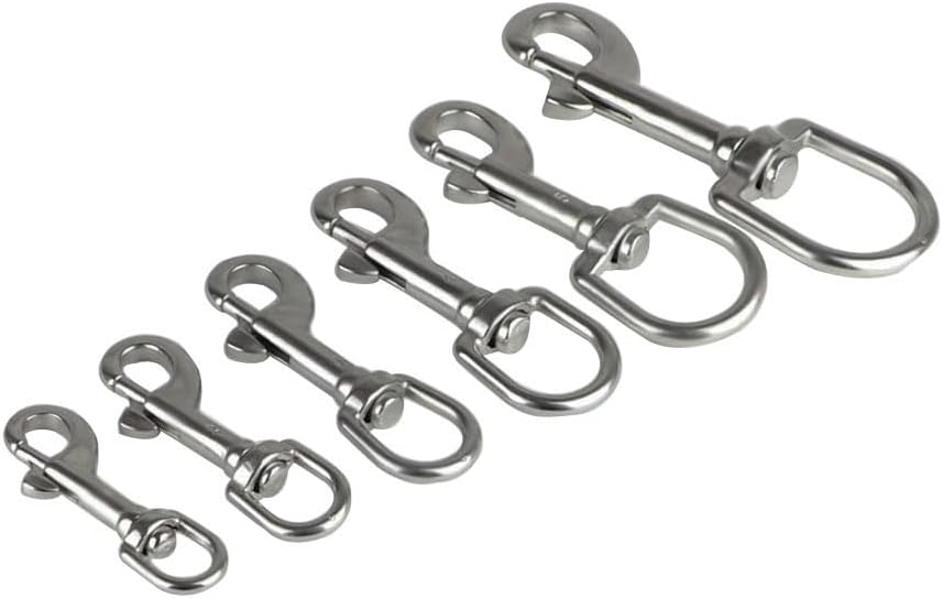 4 Pack Swivel Snap Hook, Leash Clip with Swivel Eye, Marine, Diving, Boating, Yachting, Backpack Strap - Anti-Rust Spring Snap Clip (Single End)
