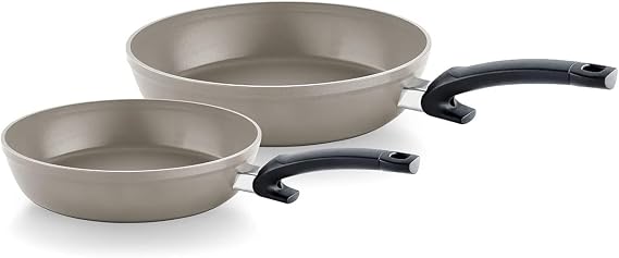 Fissler Ceratal Comfort Frying Pan Set / 2-Piece Aluminium Pan, Ceramic-Coated (24 + 28 cm) Ceramic Frying Pan Non-Stick - Induction [Exclusive to Amazon], Grey