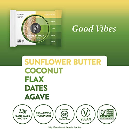 Protein Puck Plant Based Bars | Snacks With 13-17 Grams Of Vegan Protein | Gluten Free, Non Dairy, Kosher Certified Non Gmo Premium Healthy Bars | Variety Pack, Case Of 4 #TOP4