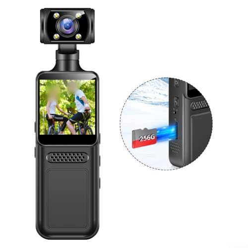 Oniissy 4K Body Camera W/Audio And Video, POV/Pocket/Vlog/Travel Wearable Camera Front And Back Lens Rotation, Sports Action Cam W/Color TFT Display