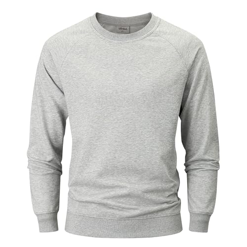USALL Sweatshirts für Herren Baumwolle Rundhals Hoodie Pullovers Männer Kapuzenpullover Langarm Casual Sweatshirt