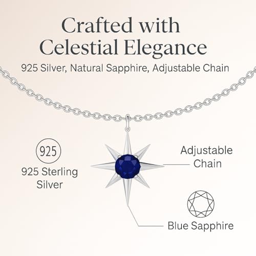 Sterling Silver North Star Pendant with a Birthstone, Birthstone Gift For Her, Silver Jewelry with 18 Inch Chain3