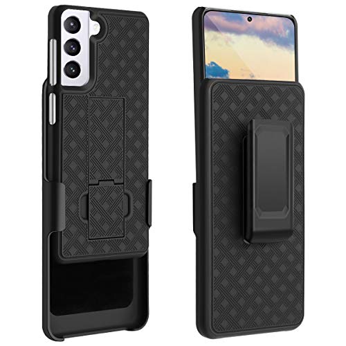 Fingic Galaxy S21 Case, Samsung Galaxy S21 Case Holster Case Combo Shell Slim Rugged Case With Built-In Kickstand Swivel Belt Clip Holster Shockproof Cover For Samsung Galaxy S21 6.2 Inch 2021, Black #TOP1