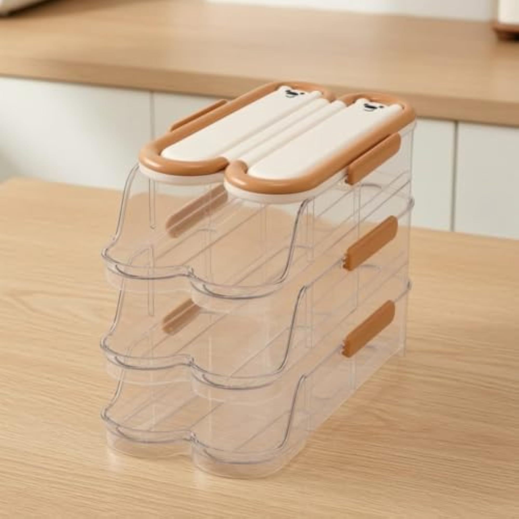 Three-Layer Egg Storage Box Stackable Egg Storage Container with Lid