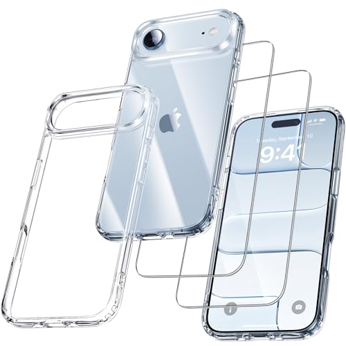 UniqueMe für iPhone Air Hülle - Handyhülle für iPhone 17 Air Case, Rundumschutz Hülle Set Schutzhülle Cover, 1 Handyhülle & 2 Schutzfolie - Transparent product image