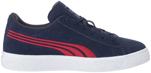 Puma Unisex-Child Suede Classic Badge Sneaker, Peacoat-Toreador, 13 M US Little Kid