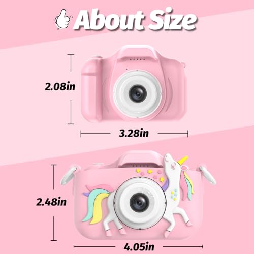 goopow kids camera toys for 3-8 year old girls boyschildren digital video camcorder camera with cartoon soft cover best chritmas birthday festival gift for kids - 32g sd card included