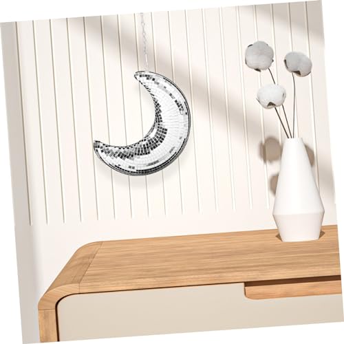 Bola espejada en forma de luna para colgar, decoración disco y retro para fiestas, bodas y hogar, estilo versátil miniatura 7