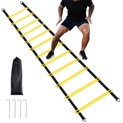 1/2/4 Pack 12 Rungs Agility Ladder Set, Training Ladder with Steel Stakes and Carry Bag for Soccer, Speed Fitness Feet Training
