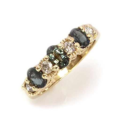 1 ct tw Natural Color Change Alexandrite & Diamond Solid 14k Yellow Gold Seven Stone Anniversary Band Ring for Women 4.5 mm - June Birthstone