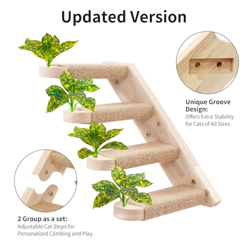 2 pacotes de degraus de parede para gatos para parede, prateleiras para gatos, escadas, montadas na
