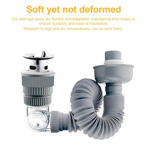 Image of Adjustable Anti-Odor Sink Drain Pipe Kit for Bathroom & Kitchen | Flexible Leak-Proof Waste Pipe with Deodorizing Trap, Fast Drainage Hose, Universal Fit & Easy DIY Installation