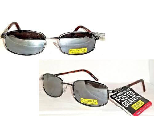 Foster grant Men's Square black mirror Polarized lenses Sunglasses, Metal full rim frame, Gun4