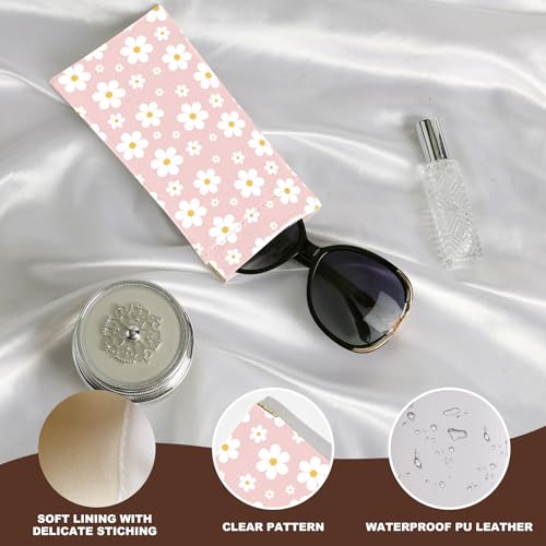 Image of Anikathy 2Pcs Sunglass Eyeglass Glasses Case Soft PU Leather with Cleaning Cloth Portable Glasses Pouch Bag for Men Women