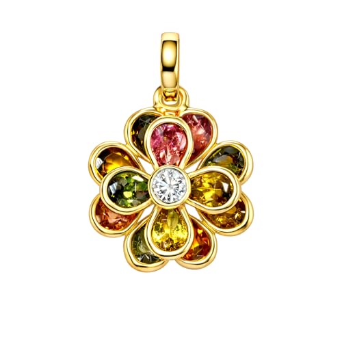 Pendentif tourmaline multicolore et moissanite en argent 925