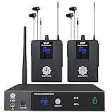 DIGIMORE UHF Wireless In-Ear Monitor System w 2 Receivers & Earphones | 300 Ft Range | Rack Mounts | IEM with No Noise & Crisp Monitoring | For Studio, Guitar, Band Rehearsal, Live Performance (D-820)