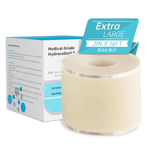 Medical Grade Hydrocolloid Bandages Roll, Hydrocolloid Pimple Patch Roll for Acne, Wound Care, Burns, Blisters, Bed Sore, First Aid Kit Essential, 0.3mm Thickness bandaids, 2in*16ft, Semi-Transparent Medical Grade Hydrocolloid Bandages Roll, Hydrocolloid Pimple Patch Roll for Acne, Wound Care, Burns, Blisters, Bed Sore, First Aid Kit Essential, 0.3mm Thickness bandaids, 2in*16ft, Semi-Transparent