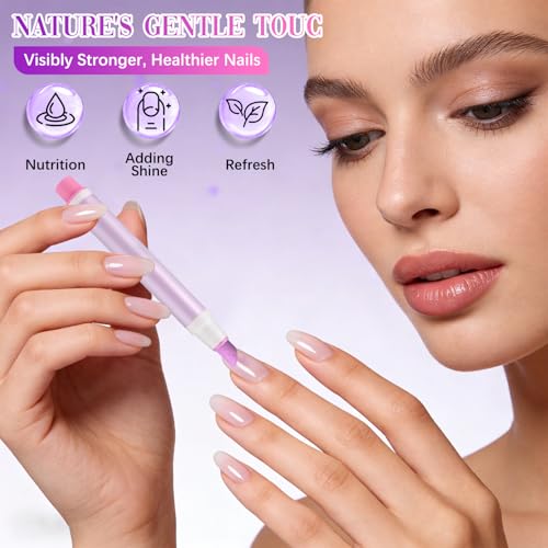 2-in-1 Cuticle Pusher & Oil Pen, New Cuticle Oil Pusher Pen, Portable Nail Care Pen Instant Cuticle Remover Tools for Dry Damaged Nails Hangnails Moisturizes Strengthens Brightens (2 PCS) - Thumbnail 2