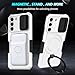 Yarxiawin Phone Case for Samsung S22 Plus with Ring Stand Magnetic Black fits Wireless Charger, Camera Lens Protector Cover for Samsung Galaxy S22 Plus Case Shockproof Anti-Slip (White)