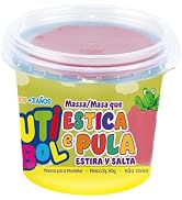 UTIGUTI Utibol Vermelho Massinha Que Estica e Pula Pote 30g – Massinha Divertida Infantil