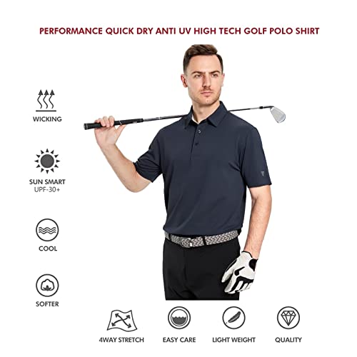 M Maelreg Mens Pique Polo Shirts Short Sleeve Performance Moisture Wicking Quick Dry Casual Golf Shirts For Men Dark Grey #TOP4