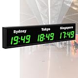 Orologio digitale a LED, montaggio a parete, visualizzazione di fusi orari multipli per hotel e aeroporti, ideale per imprese multinazionali
