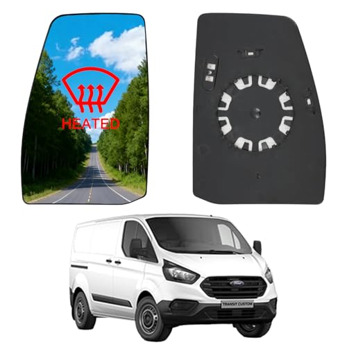 Convitex Heated Left Wing Mirror Upper Glass - Compatible with Ford Transit Custom 2021 to 2022 Passenger Side Door Wing Mirror Convex with Backing Plate Right Driver Side