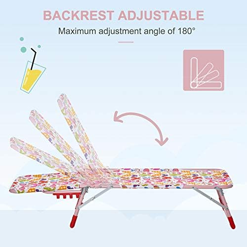 Outsunny Kids Garden Chairs Reclining Folding Zero Gravity Chairs Lounge Chair Sun Lounger Adjustable Backrest Outdoor Blue 118 x 40 x 24cm Pink