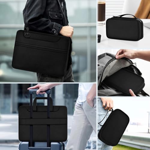 Image of Laptop Case 15.6 Inch Briefcase with Detachable Belt Bag,Compatible with MacBook Pro Model of 15-16 Inch and Most Popular 15.6 Inch Notebooks Chromebooks (B01K01)
