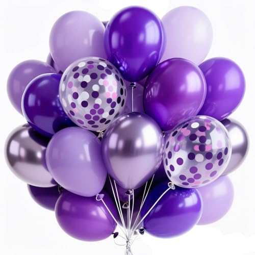 PartyWoo Purple Balloons 65pcs 12 Inch Light Purple Lilac Lavender Balloons