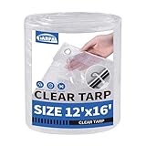 TARPAL Transparente Abdeckplane, 3,6 x 4,8 m, wasserdicht, transparente Kunststoffplanen mit Ösen...