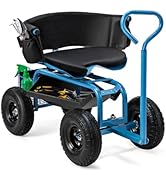 GOPLUS Rolzitje, tuin, 360° draaibaar, met wielen en opbergruimte, in hoogte verstelbaar 46-53 cm, tot 130 kg, tuinwagen, werkstoel, tuinkruk voor tuinieren, groen