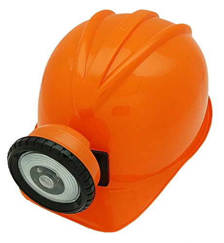 Verisea ORANGE Explorer Miner Helmet with Bright, Directional LED Lights (batteries included) | Fully Adjustable Toy Hard Hats for Any Age, Available in 6 Vivid Colors