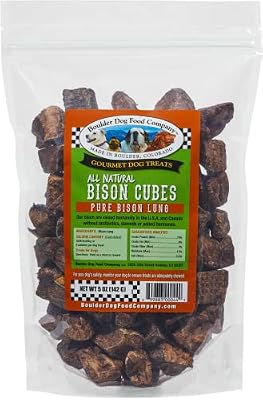 Bison Cubes Dog Treats - All Natural, Vet Approved, Single Ingredient, Grain Free, Healthy & Nutritious Treats for Dogs (Bison Lung, 5oz)